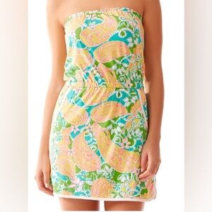 Lilly Pulitzer Lucy Strapless Floral Romper/skort in “Pop Goes The Lemur” Sz S